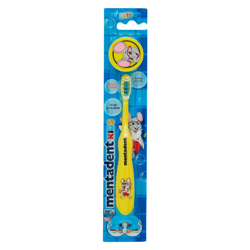 Mentadent Kids Spazzolino per Bambini 0-6 Anni con Setole Morbide e Mentadent Kids Spazzolino per Bambini 0-6 Anni con Setole Morbide e