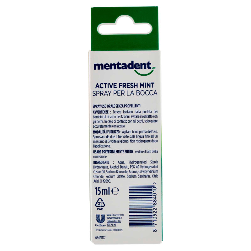 Spray con Antibatterico per la Bocca Active Fresh Mint Mentadent