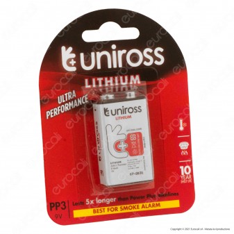 Uniross Lithium Ultra Performance Pila 6LR61 E-Block Transistor al Litio PP3...