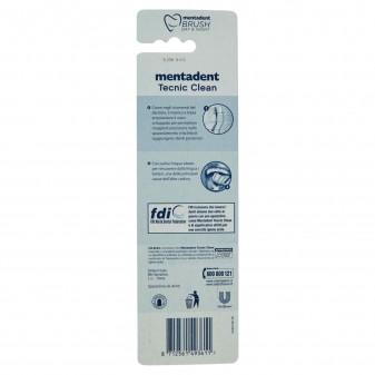 Mentadent Tecnic Clean Spazzolino con Setole Medie e Pulisci Lingua -