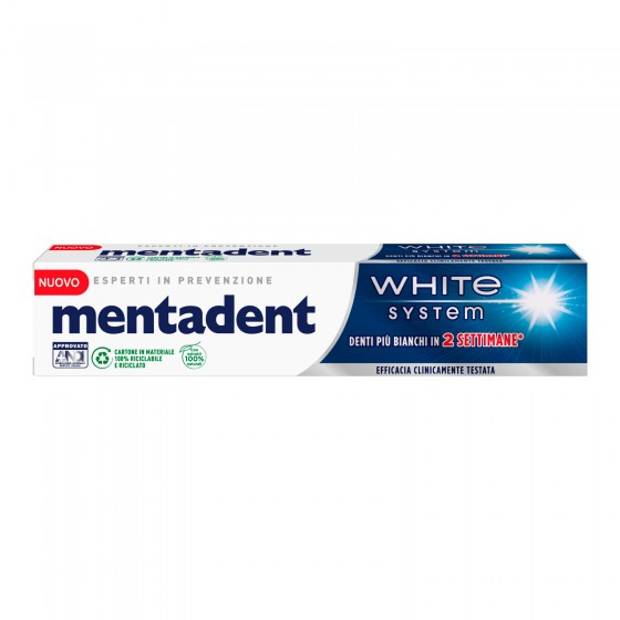 Mentadent White System Dentifricio Sbiancante - Flacone da 75ml Mentadent White System Dentifricio Sbiancante - Flacone da 75ml