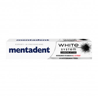 Mentadent White System Carbone Attivo Dentifricio Sbiancante - Flacone da 75ml
