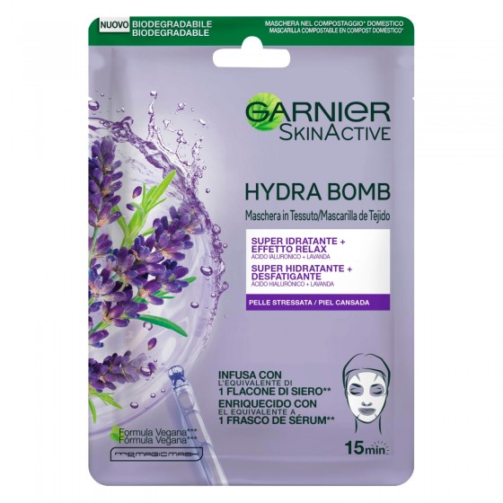 Garnier SkinActive Hydra Bomb Maschera Viso in Tessuto Idratante e Garnier SkinActive Hydra Bomb Maschera Viso in Tessuto Idratante e