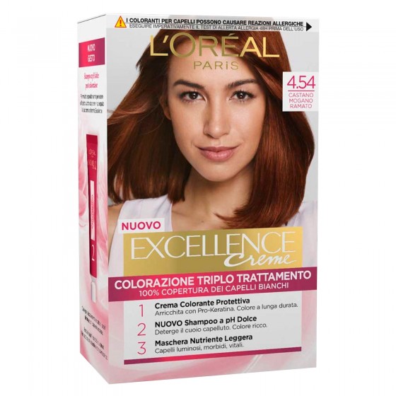 L'Oréal Paris Excellence Colorazione Permanente 4.54 Castano Mogano L'Oréal Paris Excellence Colorazione Permanente 4.54 Castano Mogano