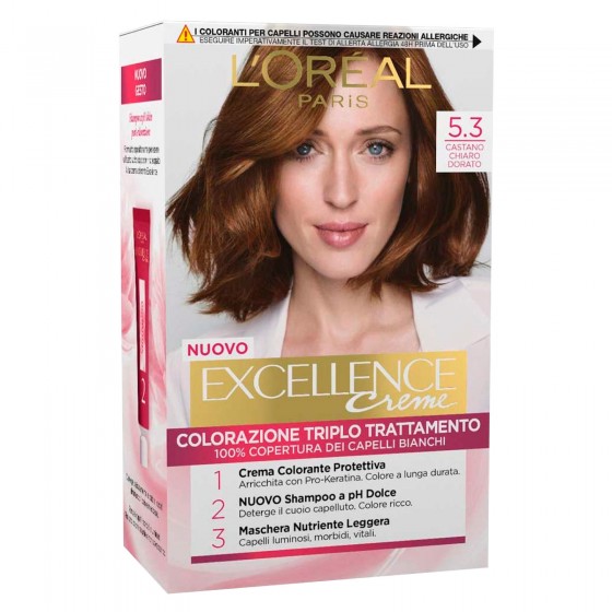 L'Oréal Paris Excellence Colorazione Permanente 5.3 Castano Chiaro L'Oréal Paris Excellence Colorazione Permanente 5.3 Castano Chiaro