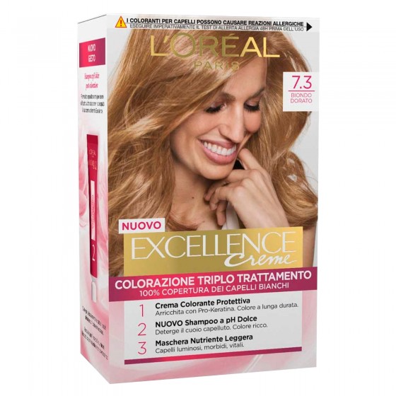 L'Oréal Paris Excellence Colorazione Permanente 7.3 Biondo Dorato L'Oréal Paris Excellence Colorazione Permanente 7.3 Biondo Dorato