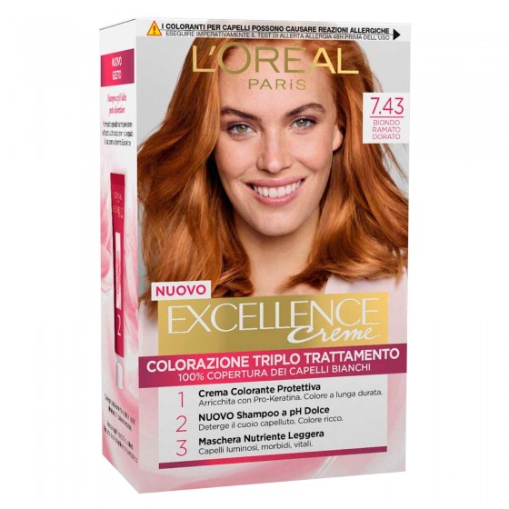 L'Oréal Paris Excellence Colorazione Permanente 7.43 Biondo Ramato L'Oréal Paris Excellence Colorazione Permanente 7.43 Biondo Ramato
