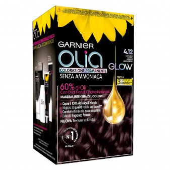 Garnier Olia Glow Tinta Permanente per Capelli 4.12 Castano Scuro