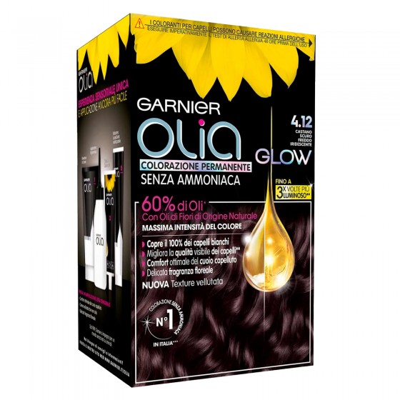 Garnier Olia Glow Tinta Permanente per Capelli 4.12 Castano Scuro Garnier Olia Glow Tinta Permanente per Capelli 4.12 Castano Scuro