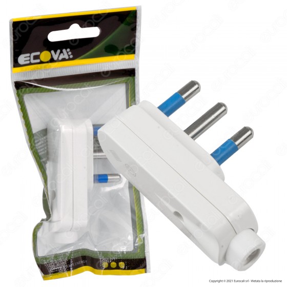 Ecova Spina Singola Angolare 16A 2P+T Salvaspazio con Uscita Cavo a Ecova Spina Singola Angolare 16A 2P+T Salvaspazio con Uscita Cavo a
