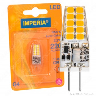 Imperia Lampadina LED Bispina G4 2.2W SMD 12V AC/DC Tubolare - mod. 210703