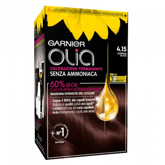 Garnier Olia Tinta Permanente per Capelli 4.15 Marron Glace Senza Garnier Olia Tinta Permanente per Capelli 4.15 Marron Glace Senza