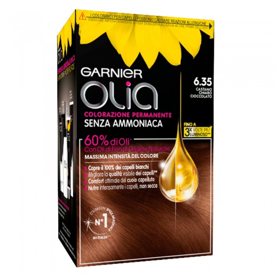 Garnier Olia Tinta Permanente per Capelli 6.35 Castano Chiaro Garnier Olia Tinta Permanente per Capelli 6.35 Castano Chiaro