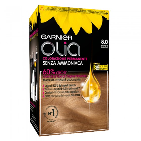 Garnier Olia Tinta Permanente per Capelli 8.0 Biondo Chiaro Senza Garnier Olia Tinta Permanente per Capelli 8.0 Biondo Chiaro Senza