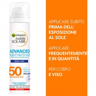 Garnier Ambre Solaire Advanced Sensitive Spray Solare Viso SPF 50 a