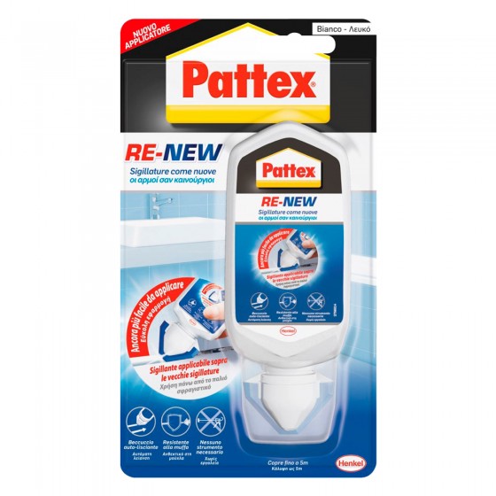 Pattex Re-New Silicone Bianco Rinnova Sigillature Sanitari - Flacone Pattex Re-New Silicone Bianco Rinnova Sigillature Sanitari - Flacone