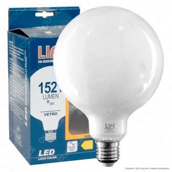 Life Lampadina LED E27 11W Globo G125 Filament Milky - mod.
