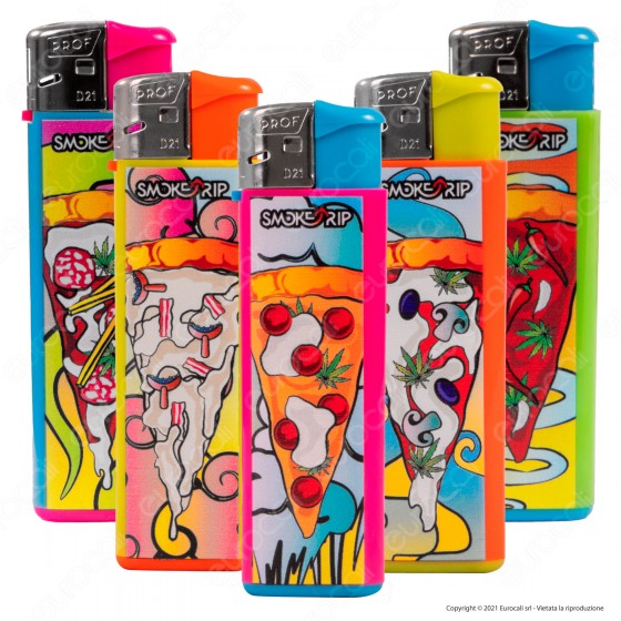 SmokeTrip Color Accendino Elettronico Large Fantasia Pizzas - Serie SmokeTrip Color Accendino Elettronico Large Fantasia Pizzas - Serie