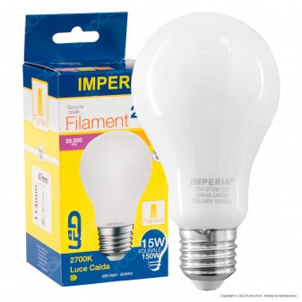 Imperia Lampadina LED E27 15W Bulb A67 Goccia Filament Milky -