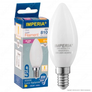 Imperia Lampadina LED E14 6W Candela C35 Filament Milky - mod.