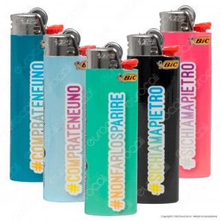 Bic Maxi J26 Accendino Grande Fantasia Hashtag - Serie da 5 Accendini