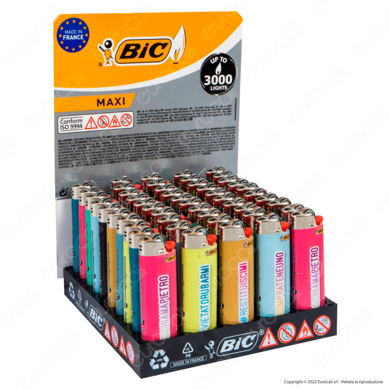 Bic Maxi J26 Accendino Grande Fantasia Hashtag - Box da 50 Accendini