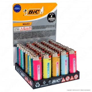 Bic Maxi J26 Accendino Grande Fantasia Hashtag - Box da 50 Accendini