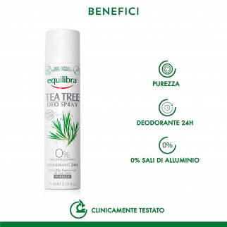 Equilibra Deodorante Spray Purezza con Tea Tree e Senza Sali di