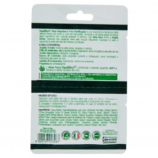 Equilibra Aloe Maschera Viso Purificante con Argilla Verde e Succo di