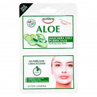 Equilibra Aloe Maschera Viso Purificante con Argilla Verde e Succo di