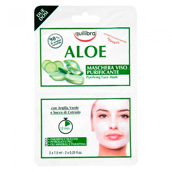 Equilibra Aloe Maschera Viso Purificante con Argilla Verde e Succo di Equilibra Aloe Maschera Viso Purificante con Argilla Verde e Succo di