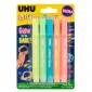 UHU Glitter Glue Glow In The Dark Colla Colorata Fosforescente a Penna - Blister con 5 Penne da 10ml