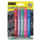 UHU Metallic Glue Colla Colorata Metallizzata a Penna - Blister con 5 Penne da 10ml