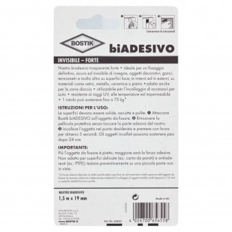 Bostik Biadesivo Invisibile e Forte Nastro Impermeabile Trasparente -