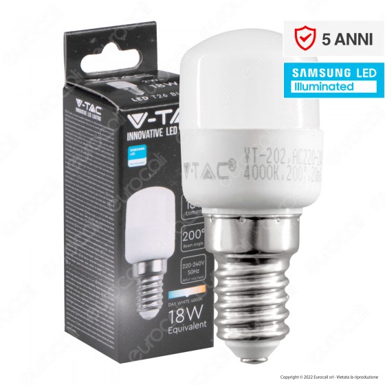 V-Tac VT-202 Lampadina LED E14 2W Tubolare T26 SMD Chip Samsung V-Tac VT-202 Lampadina LED E14 2W Tubolare T26 SMD Chip Samsung