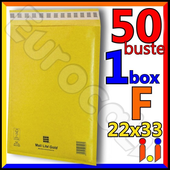 Mail Lite Gold Misura 22x33 cm Rif. F - 50 Buste Postali Imbottite Mail Lite Gold Misura 22x33 cm Rif. F - 50 Buste Postali Imbottite