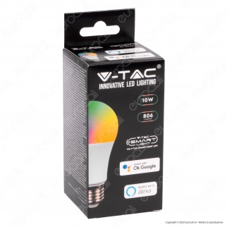 VT-5119 Lampadina LED Wi-Fi E27 10W Bulb A60 RGB+W 4in1 V-Tac Smart