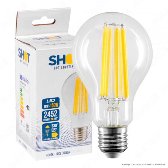Bot Lighting Shot Lampadina LED E27 18W Bulb A70 Goccia Filamento Bot Lighting Shot Lampadina LED E27 18W Bulb A70 Goccia Filamento