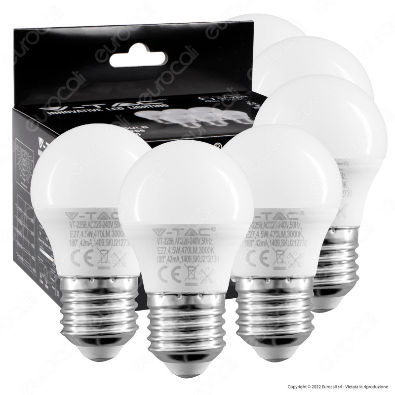 V-Tac VT-2256 Super Saver Pack 6x Lampadina LED E27 4.5W Bulb V-Tac VT-2256 Super Saver Pack 6x Lampadina LED E27 4.5W Bulb