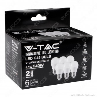 V-Tac VT-2256 Super Saver Pack 6x Lampadina LED E27 4.5W Bulb