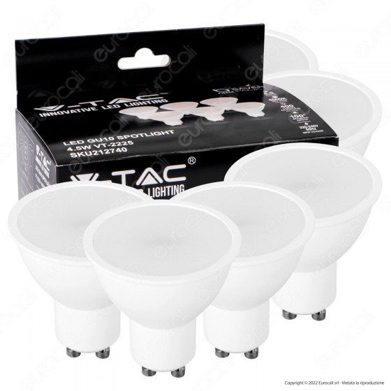 V-Tac VT-2225 Super Saver Pack 6x Lampadina LED GU10 4.5W V-Tac VT-2225 Super Saver Pack 6x Lampadina LED GU10 4.5W