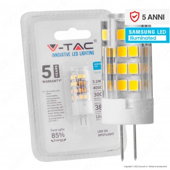 V-Tac VT-234 Lampadina LED Bispina G4 Spotlight 3.2W Tubolare SMD Chip...