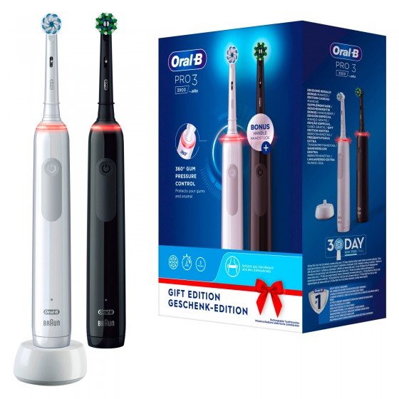Oral B Pro 3 3900 Duo White & Black - 2 Spazzolini Elettrici Oral B Pro 3 3900 Duo White & Black - 2 Spazzolini Elettrici