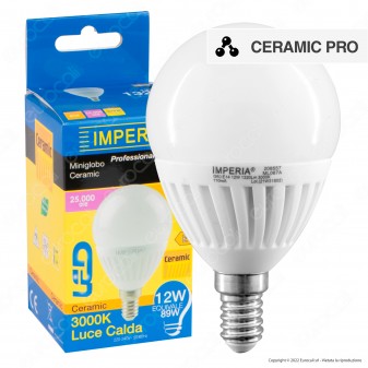 Imperia Lampadina LED E14 12W Bulb A60 MiniGlobo SMD Ceramic Pro - mod....
