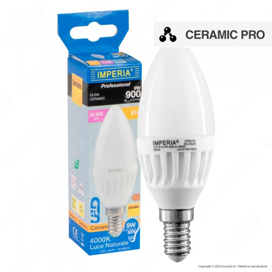 Lampadina led E14 3000K luce calda 8W C37-08C