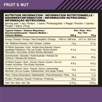 Optimum Nutrition Fruit e Nut Protein Crisp Barretta Frutta Secca -