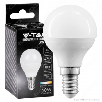 V-Tac VT-1880 Lampadina LED E14 4.5W Bulb P45 MiniGlobo SMD - SKU 2142501 /...