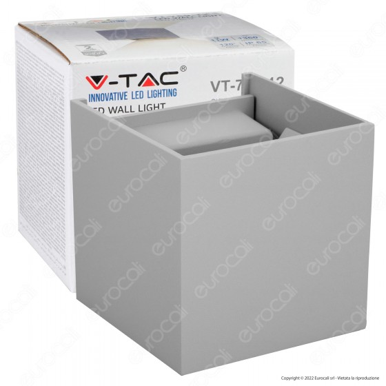 V-Tac VT-759-12 Lampada LED da Muro 11W Wall Light Grigia con V-Tac VT-759-12 Lampada LED da Muro 11W Wall Light Grigia con