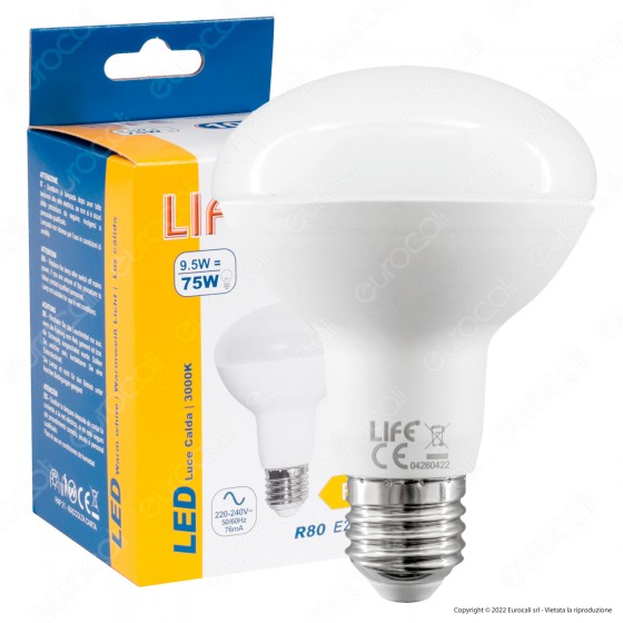 Life Lampadina LED E27 9.5W Reflector R80 SMD - mod. Life Lampadina LED E27 9.5W Reflector R80 SMD - mod.