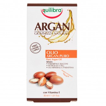 Equilibra Olio di Argan Puro Antiage per Viso Capelli e Unghie con Vitamina E...